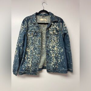 Dittos Acid Wash Bleach Splatter Boyfriend Denim Jacket Grunge Large Retro Y2K